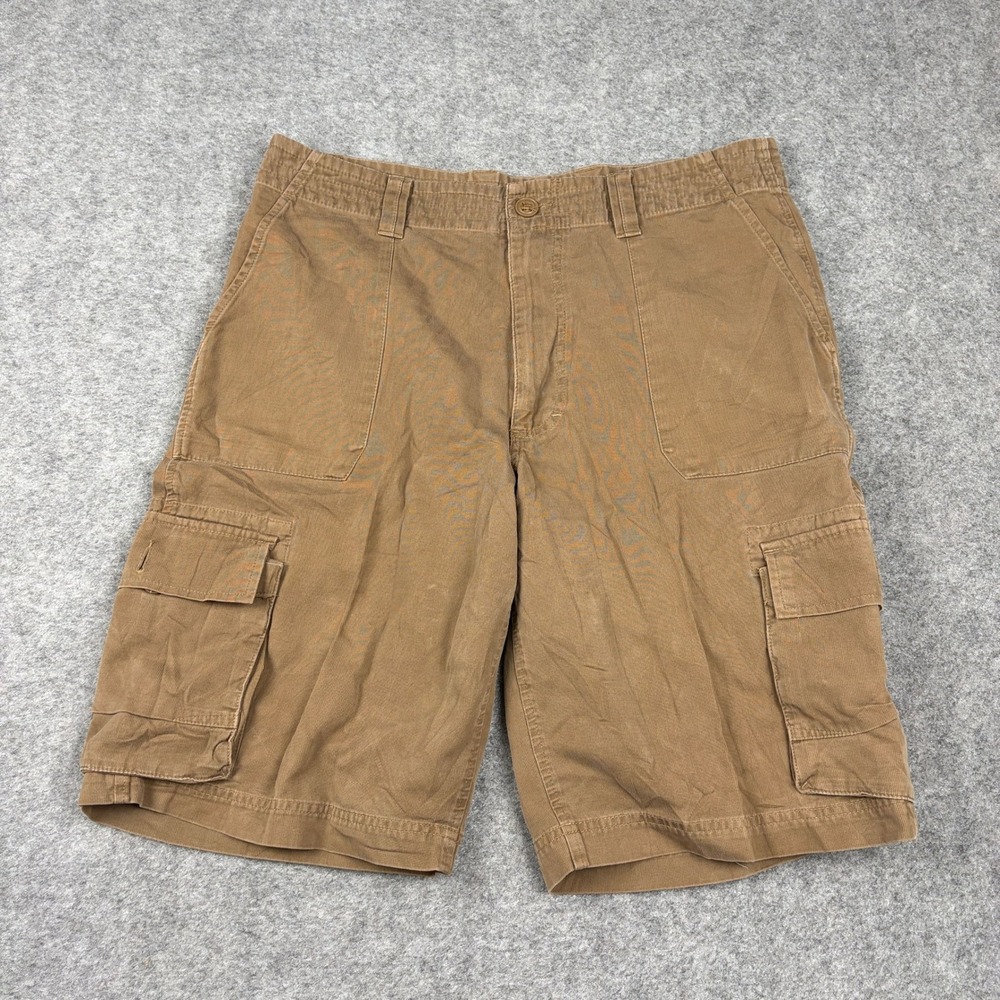 Y2K Roundtree & Yorke Cargo Shorts Mens 36 Brown Corduroy Utility Outdoor Skater